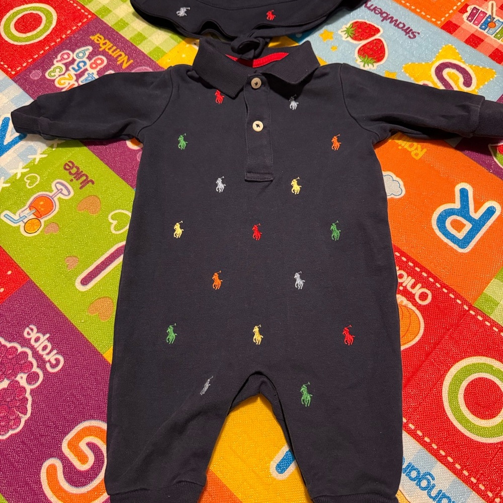 Polo by Ralph Lauren Navy One Piece with Multicolor Embroidery